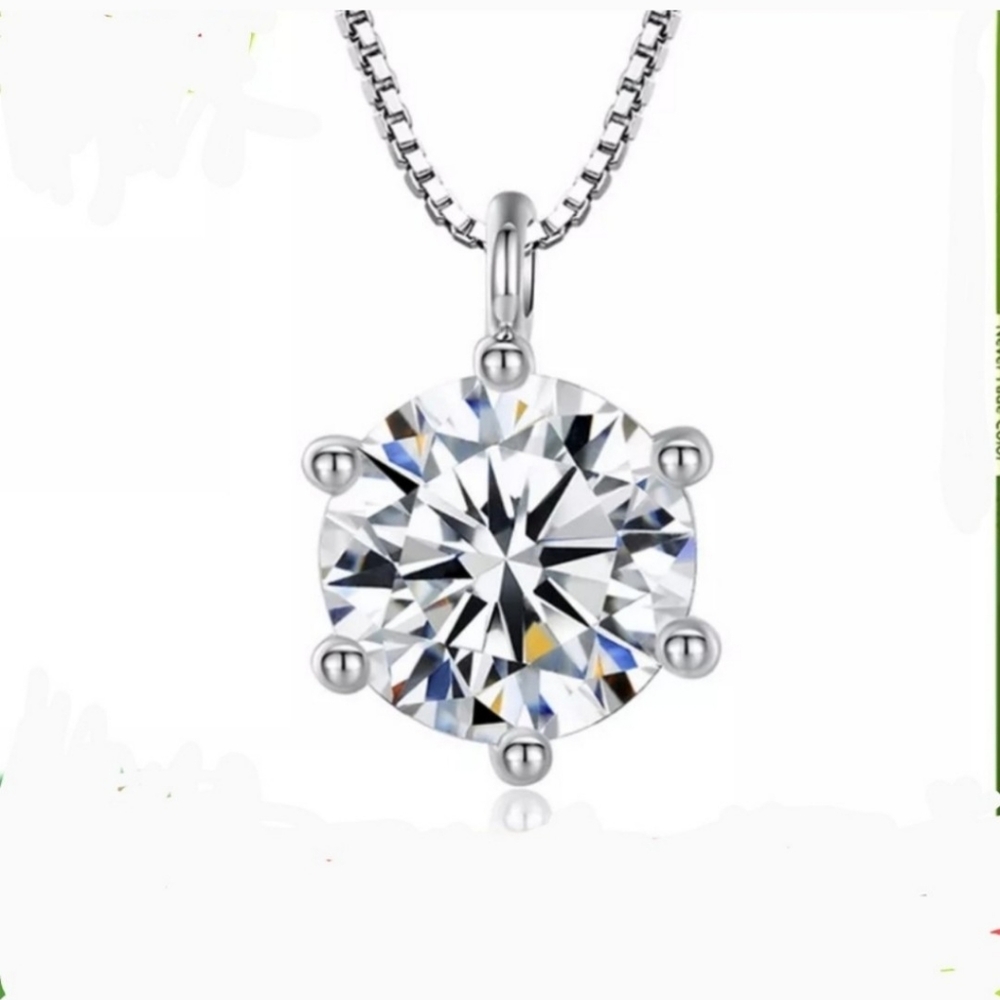 Certificate Sterling Silver Zirconia Necklace